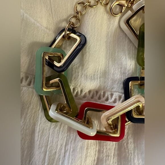 Fabulous Ann Taylor retro-style multi-colored geometric link bracelet NWT - Picture 2 of 8